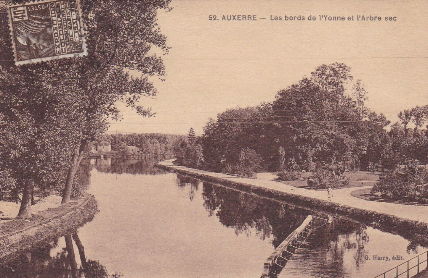 CARTE POSTALE ANCIENNE CPA AUXERRE LES BORDS DE L'YONNE ET L'ARBRE SEC