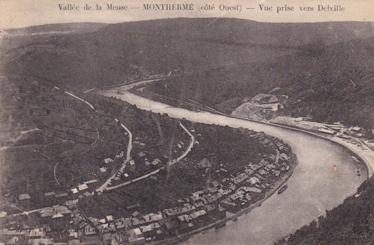 OLD POSTCARD CPA VALLEY MEUSE MONTHERME VIEW TAKEN TOWARDS DELVILLE (1924) 
