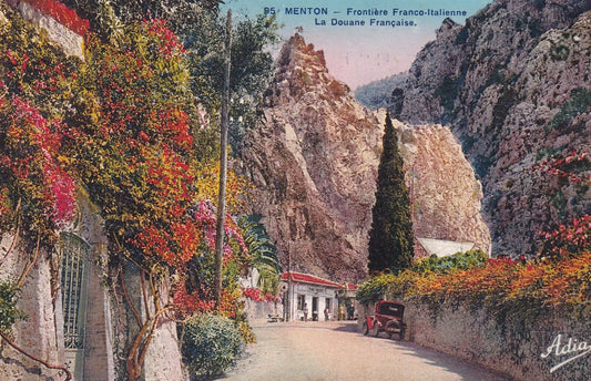 OLD POSTCARD CPA MENTON FRANCO-ITALIAN BORDER FRENCH CUSTOMS 