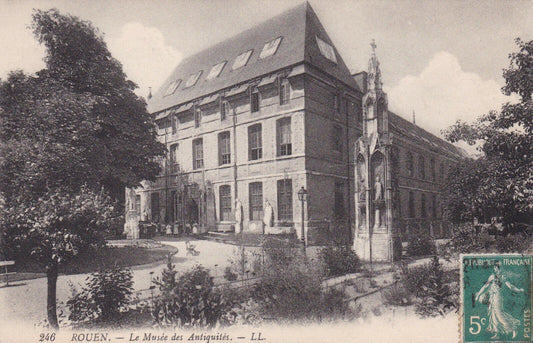 OLD POSTCARD CPA ROUEN THE MUSEUM OF ANTIQUITIES (1914) 