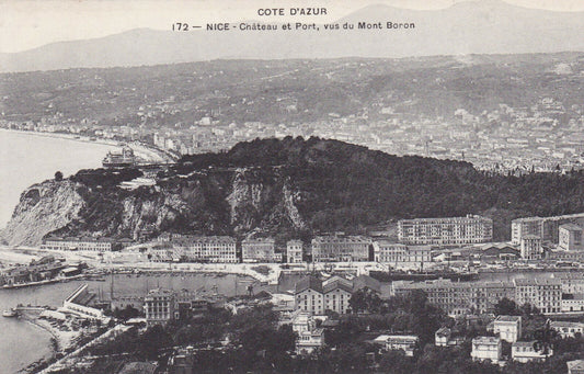 OLD POSTCARD CPA NICE CHATEAU AND PORT SEEN FROM MONT BORON 