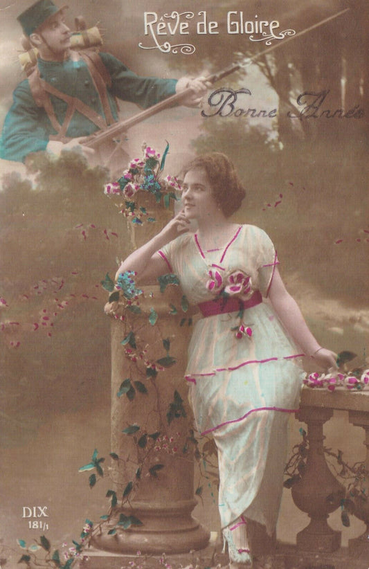 CARTE POSTALE ANCIENNE CPA BONNE ANNEE REVE DE GLOIRE (1916)