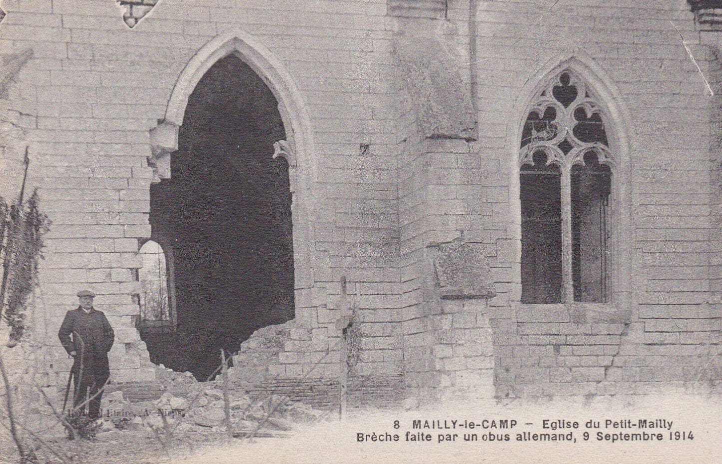 CARTE POSTALE ANCIENNE CPA MAILLY-LE-CAMP EGLISE DU PETIT-MAILLY BRECHE FAITE...
