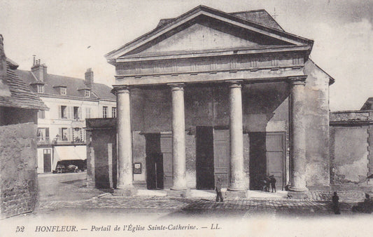 OLD POSTCARD CPA HONFLEUR PORTAL OF THE CHURCH OF SAINTE-CATHERINE 