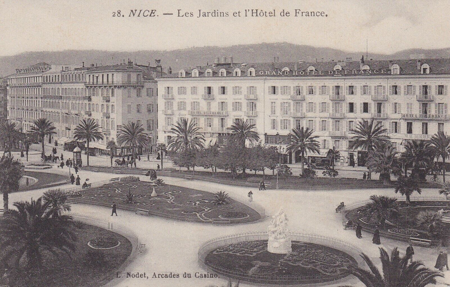 OLD POSTCARD CPA NICE GARDENS AND HOTEL DE FRANCE 
