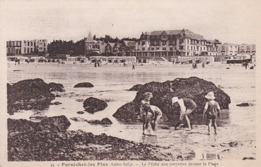 OLD POSTCARD CPA PORNICHET-LES-PINS SHRIMP FISHING... 
