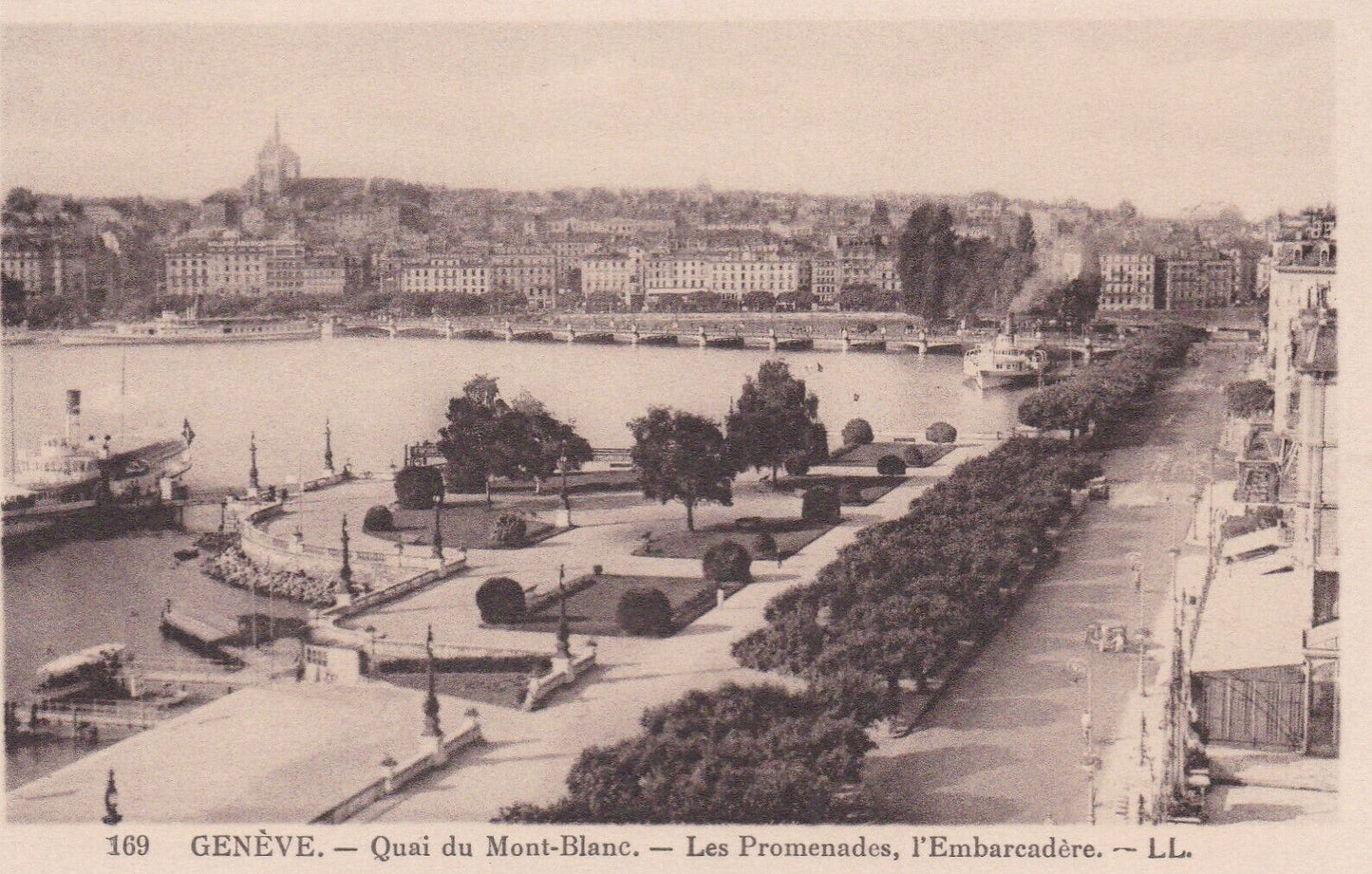 CARTE POSTALE ANCIENNE CPA GENEVE QUAI DU MONT-BLANC LES PROMENADES...