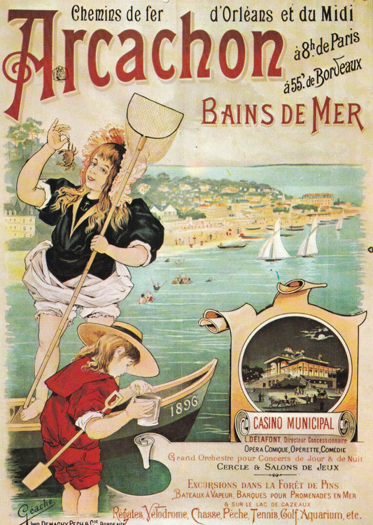MODERN POSTCARD CPM ARCACHON SEA BATHS ORLEANS RAILWAYS... 
