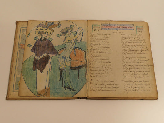 UNIQUE ANCIEN LIVRET CARNET DE CHANTS CHANSONS DESSINS SOLDAT INFANTERIE WWI