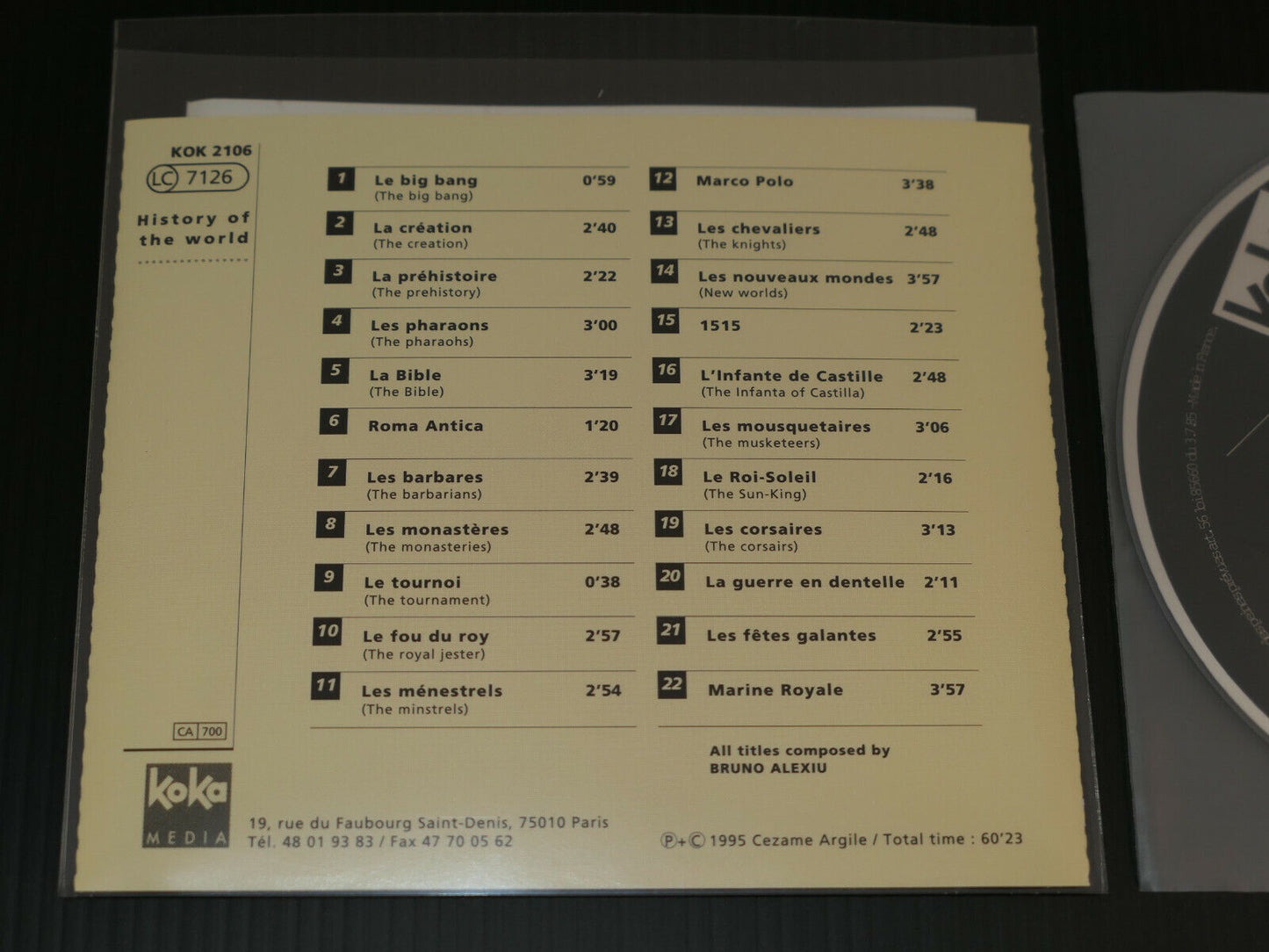 CD KOKA MEDIA KOK2106 / BRUNO ALEXIU / HISTORY OF THE WORLD / 1995