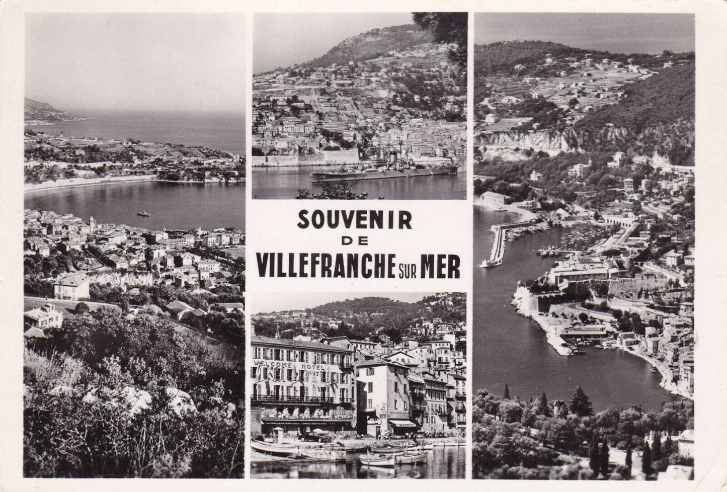 CARTE POSTALE CPSM NOIR & BLANC / SOUVENIR DE VILLEFRANCHE SUR MER (1956)