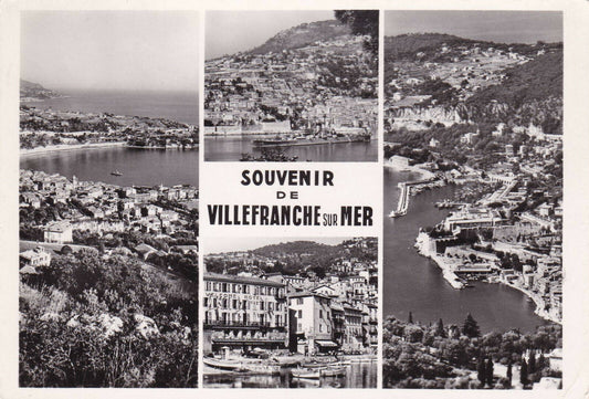 CARTE POSTALE CPSM NOIR & BLANC / SOUVENIR DE VILLEFRANCHE SUR MER (1956)