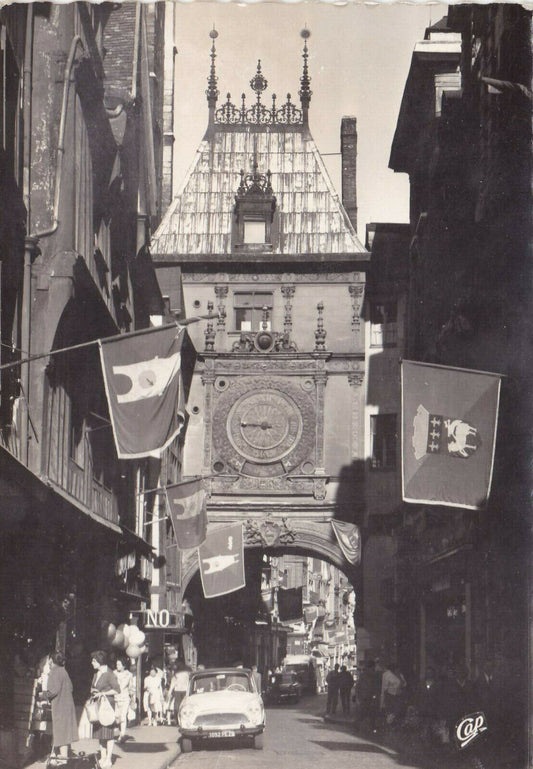 CPSM BLACK &amp; WHITE POSTCARD / ROUEN THE BIG CLOCK (1966) 