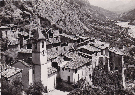 CPSM BLACK &amp; WHITE POSTCARD / TOUET-SUR-VAR THE OLD VILLAGE (1951) 