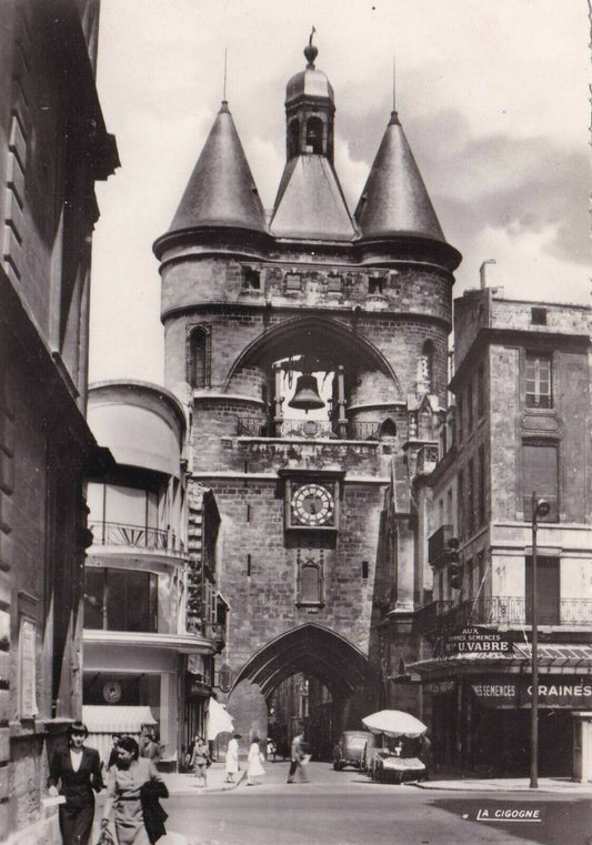CPSM BLACK &amp; WHITE POSTCARD / BORDEAUX THE BIG CLOCHE (1957) 