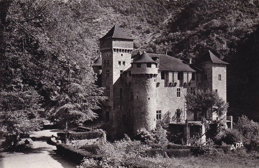 CARTE POSTALE CPSM NOIR ET BLANC / CHATEAU DE LA CAZE GORGES DU TARN (1957)