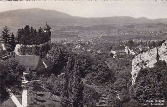 CPSM BLACK AND WHITE POSTCARD / SCHLOSS BIRSECK MIT ARLESHEIM (1962)