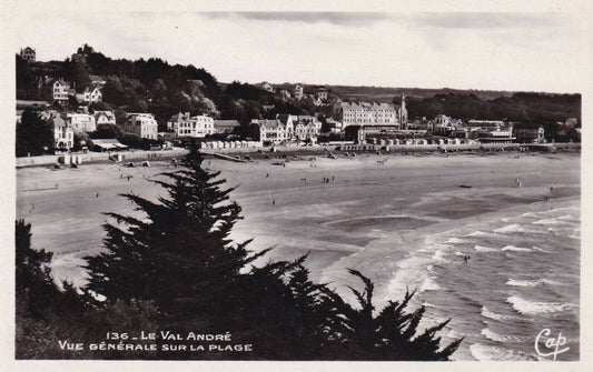 CARTE POSTALE ANCIENNE CPA NOIR ET BLANC / LE VAL ANDRE VUE GENERALE LA PLAGE