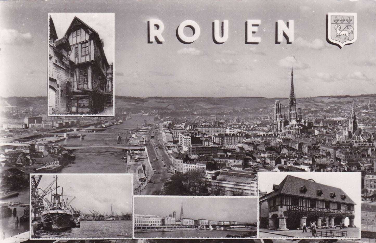 CPSM BLACK AND WHITE POSTCARD / ROUEN VARIOUS ASPECTS OF THE MUSEUM CITY (1960) 