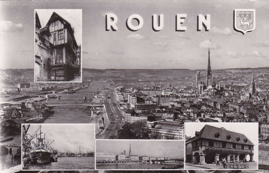 CPSM BLACK AND WHITE POSTCARD / ROUEN VARIOUS ASPECTS OF THE MUSEUM CITY (1960) 