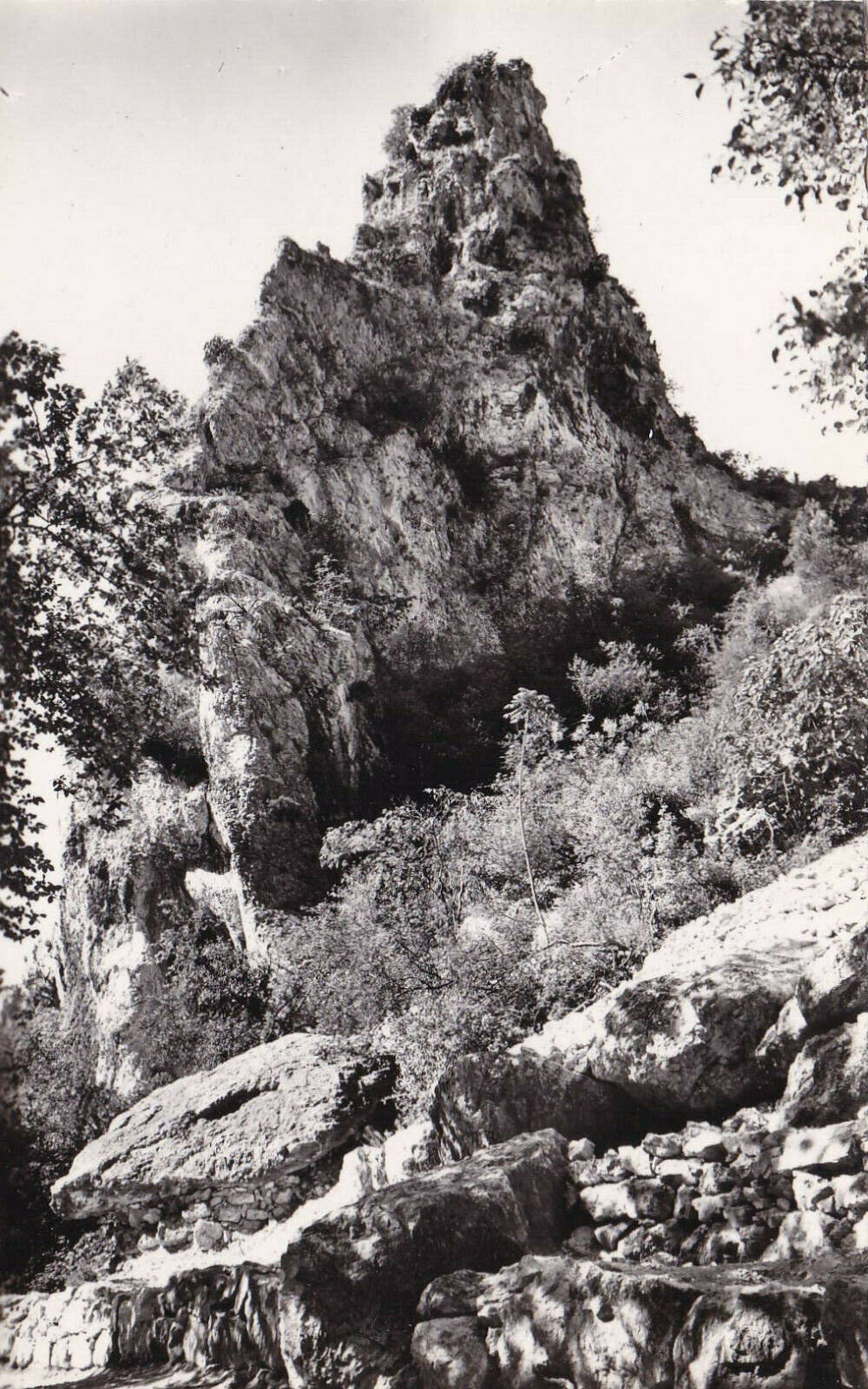 CPSM BLACK AND WHITE POSTCARD / FONTAINE DE VAUCLUSE LE ROC LE PAIN DE SUCRE 