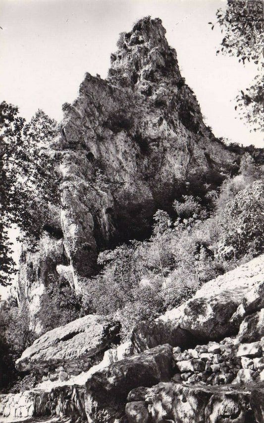 CPSM BLACK AND WHITE POSTCARD / FONTAINE DE VAUCLUSE LE ROC LE PAIN DE SUCRE 
