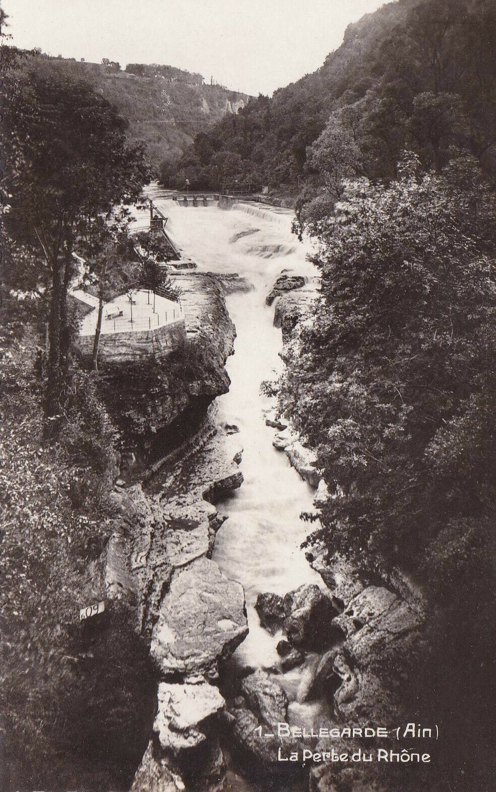 CPSM BLACK &amp; WHITE POSTCARD / BELLEGARDE AIN THE LOSS OF THE RHONE 