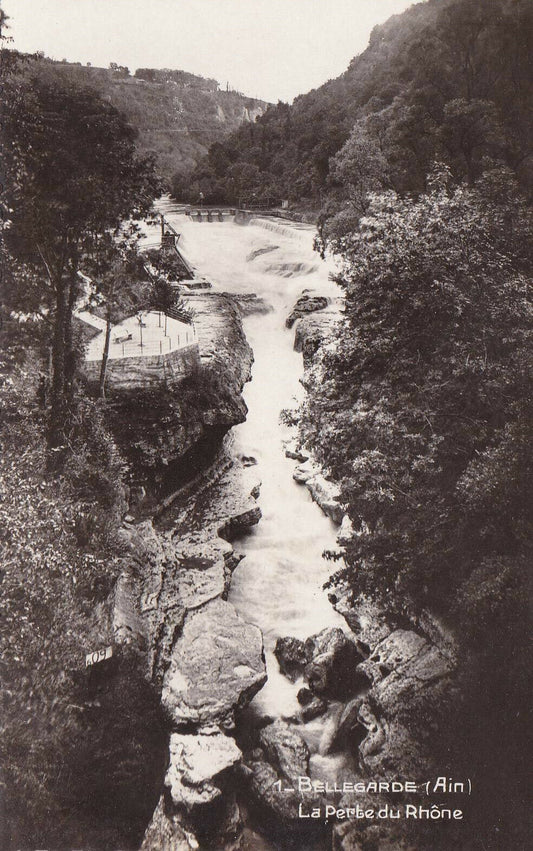 CPSM BLACK &amp; WHITE POSTCARD / BELLEGARDE AIN THE LOSS OF THE RHONE 