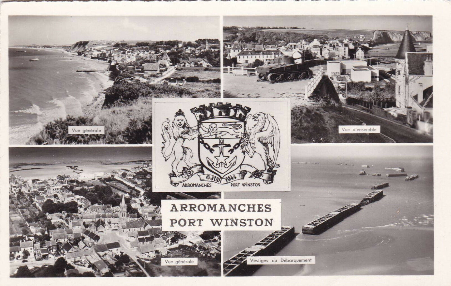 CPSM BLACK AND WHITE POSTCARD / ARROMANCHES PORT WINSTON (1957) 