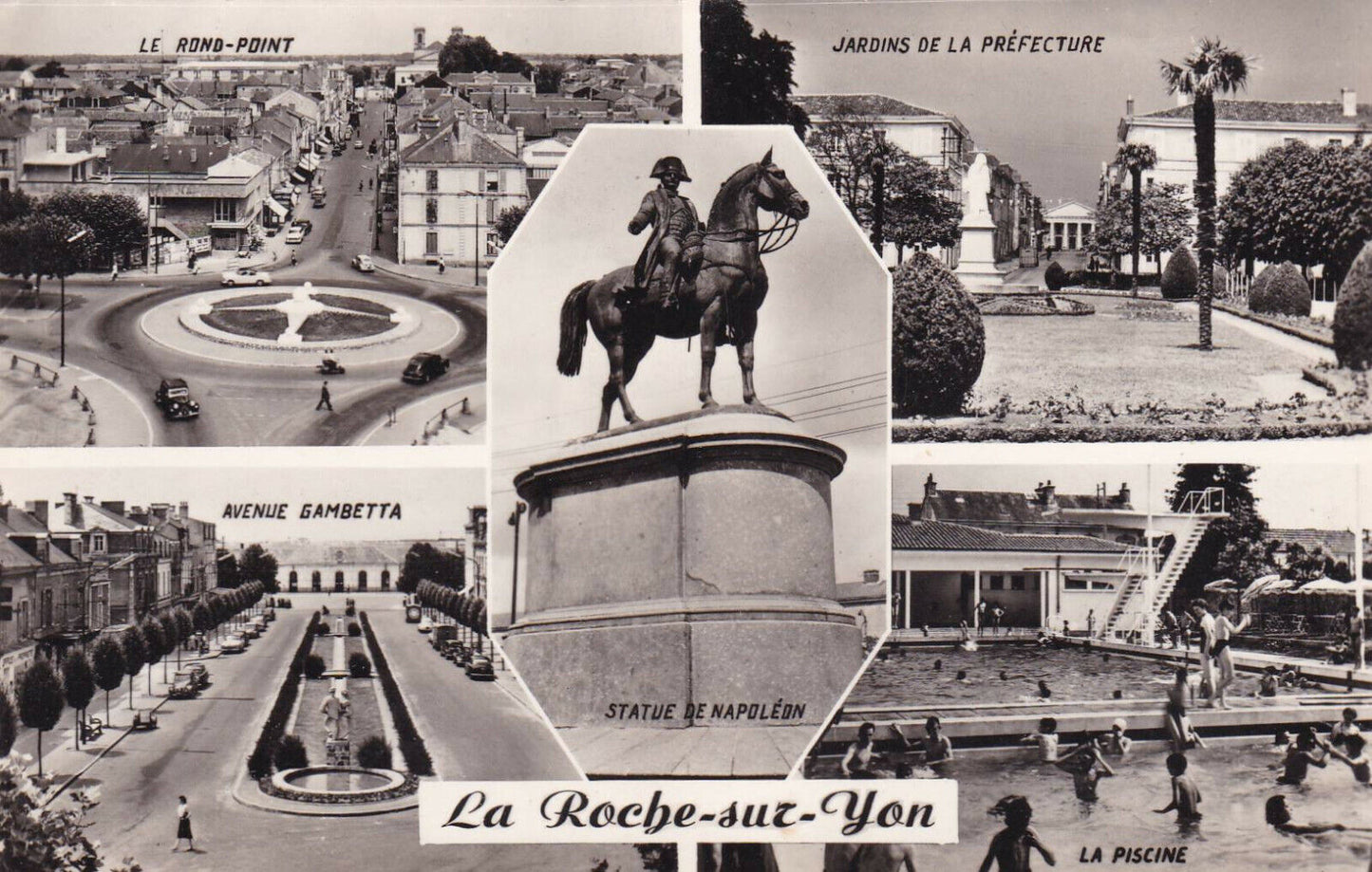 CPSM BLACK AND WHITE POSTCARD / LA ROCHE-SUR-YON SOUVENIR 