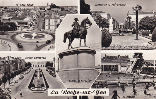 CPSM BLACK AND WHITE POSTCARD / LA ROCHE-SUR-YON SOUVENIR 