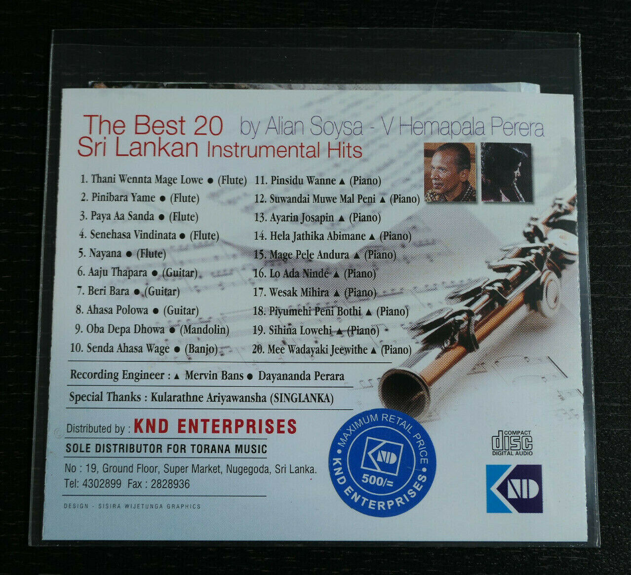 CD THE BEST 20 SRI LANKAN INSTRUMENTAL HITS / ALIAN SOYSA / V HEMAPALA PERERA