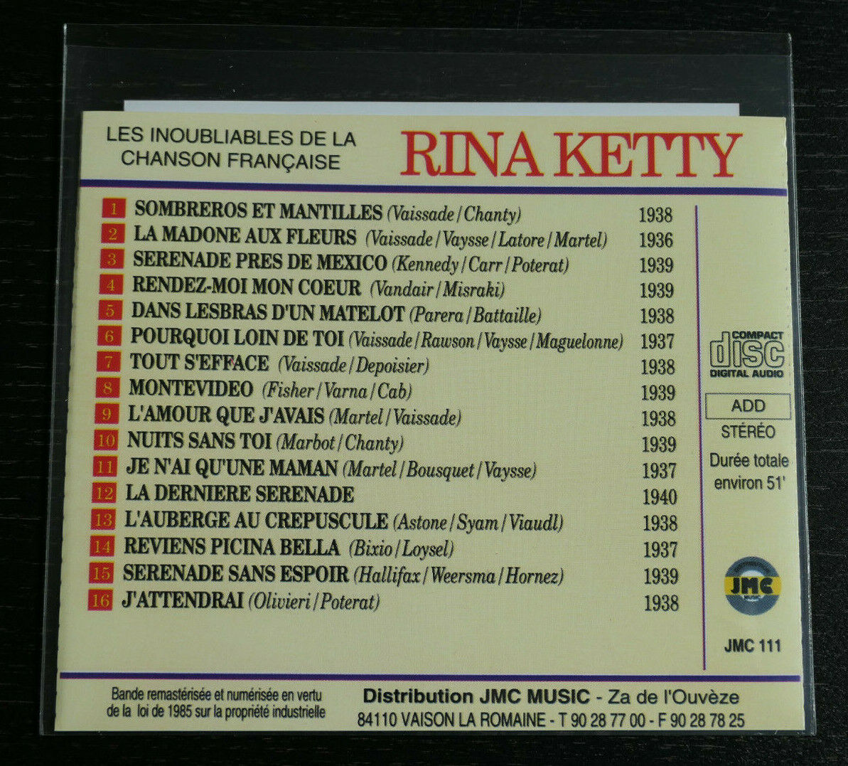 CD RINA KETTY / COMPILATION 16 TITRES