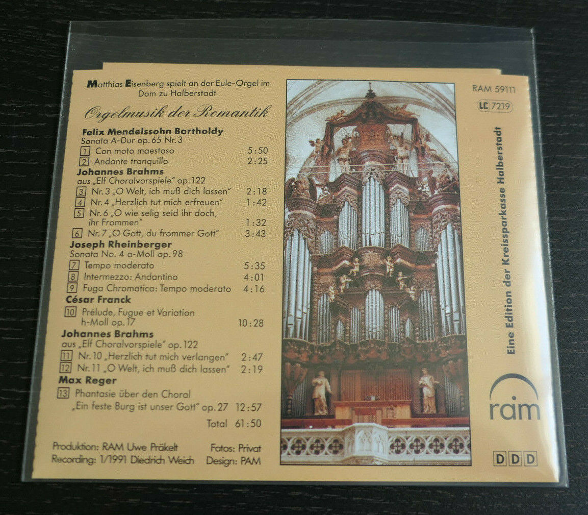 CD ORGELMUSIK DER ROMANTIK / DOM ZU HALBERSTADT / RAM 59111