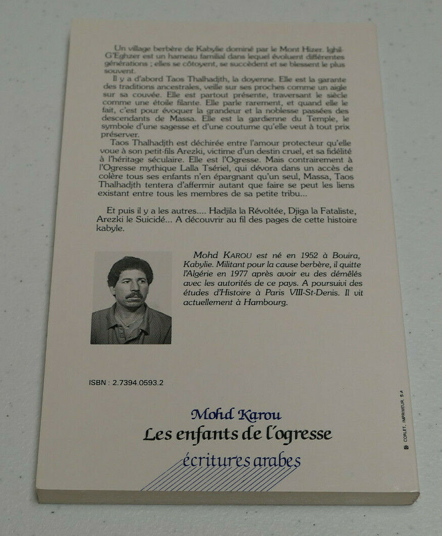 LES ENFANTS DE L'OGRESSE / MOHD KAROU / ECRITURES ARABES L'HARMATTAN 1990
