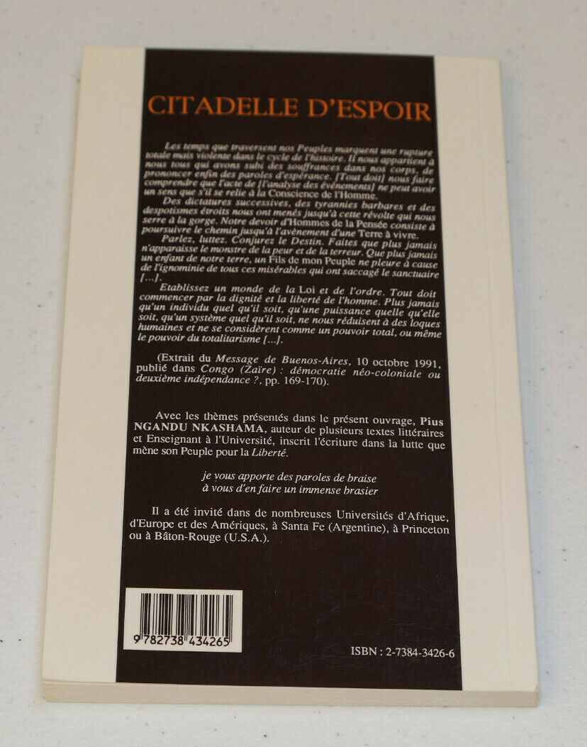 CITADELLE D'ESPOIR / PIUS NGANDU NKASHAMA / L'HARMATTAN 1995