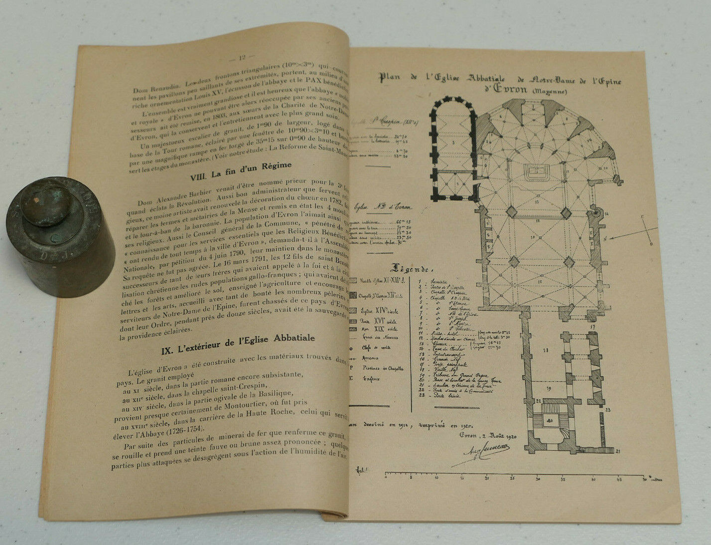 EVRON LA BASILIQUE ET L'ABBAYE BENEDICTINES LA VILLE / 1949 / PLAN ET GRAVURES
