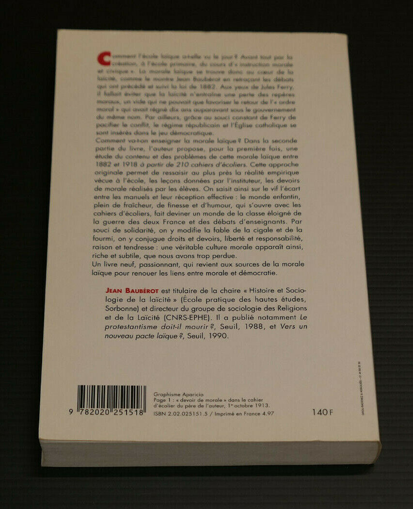 LA MORALE LAIQUE CONTRE L'ORDRE MORAL / JEAN BAUBEROT / SEUIL 1997