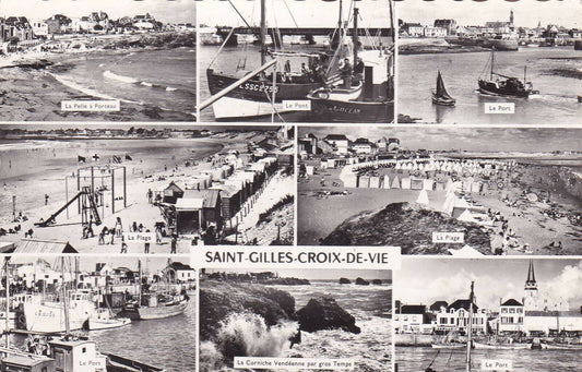 CPSM BLACK &amp; WHITE POSTCARD / SAINT-GILLES-CROIX-DE-VIE (1965) 