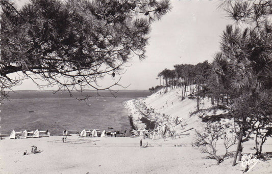 CPSM BLACK &amp; WHITE POSTCARD / LES ABATILLES GIRONDE THE BEACH 