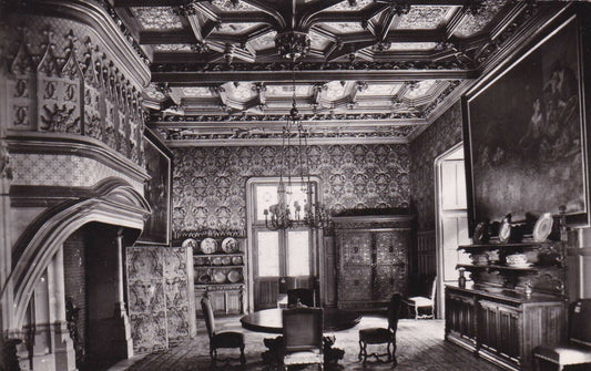 CPSM BLACK &amp; WHITE POSTCARD / CHATEAU DE MEILLANT DINING ROOM CHER 