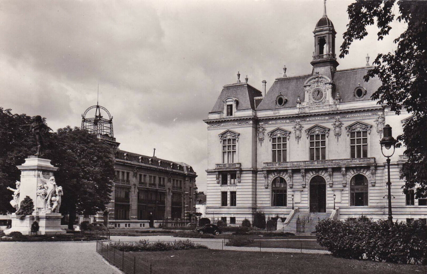 CPSM BLACK &amp; WHITE POSTCARD / TARBES TOWN HALL 