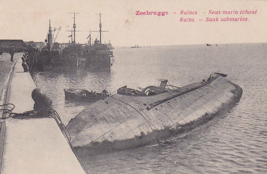 CARTE POSTALE ANCIENNE CPA / ZEEBRUGGE RUINES SOUS-MARIN ECHOUE
