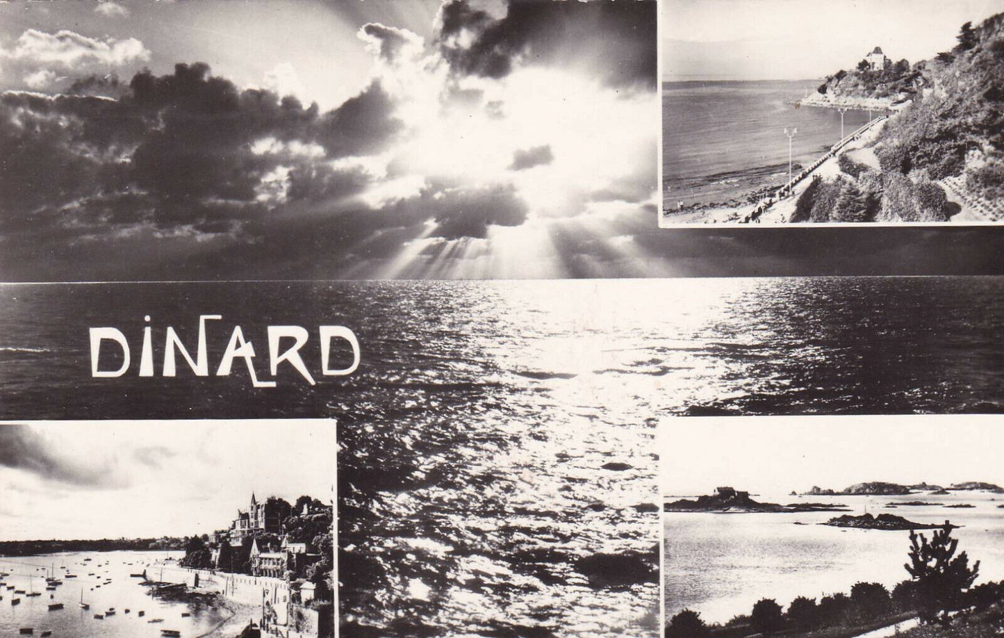 CPSM BLACK &amp; WHITE DINARD MULTIVIEW POSTCARD 