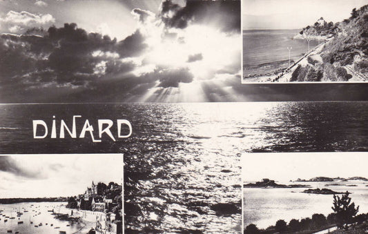 CPSM BLACK &amp; WHITE DINARD MULTIVIEW POSTCARD 
