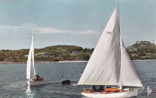 CPSM COLOR POSTCARD / PAIMPOL REGATTAS IN THE BAY TOWER OF KERROCH 