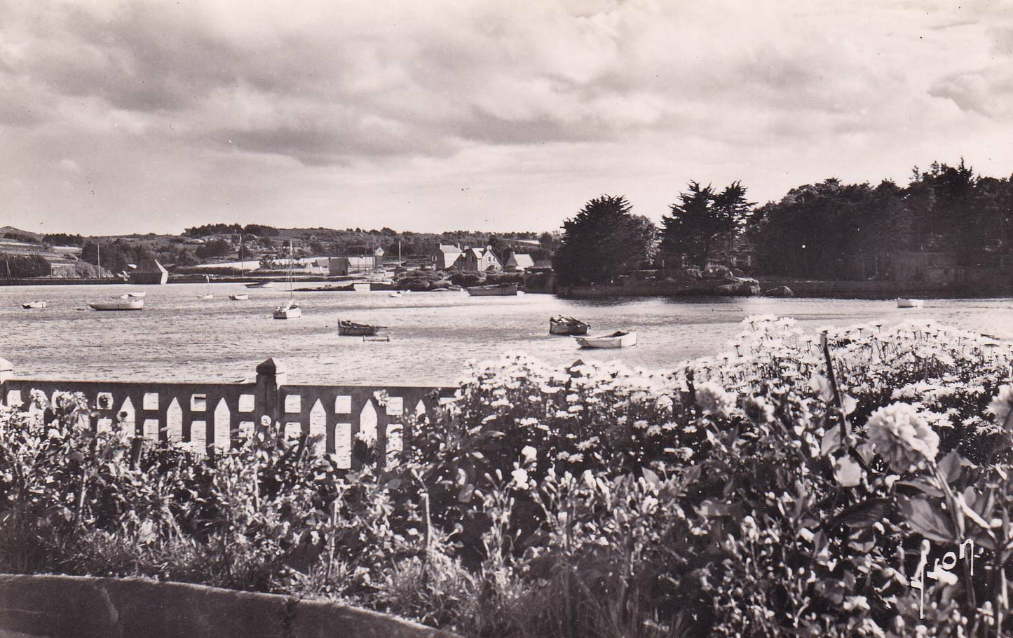 CPSM BLACK &amp; WHITE POSTCARD PLOUMANAC'H LE PORT 