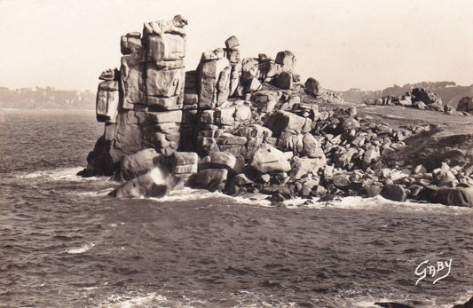 CARTE POSTALE CPSM NOIR & BLANC / PLOUMANAC'H LE SQUEWEL OU CHATEAU DU DIABLE