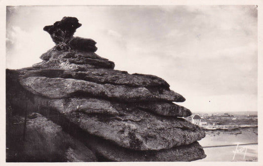 CPSM BLACK &amp; WHITE POSTCARD / TREGASTEL ROCHER LA PRINCESSE DAHUT 