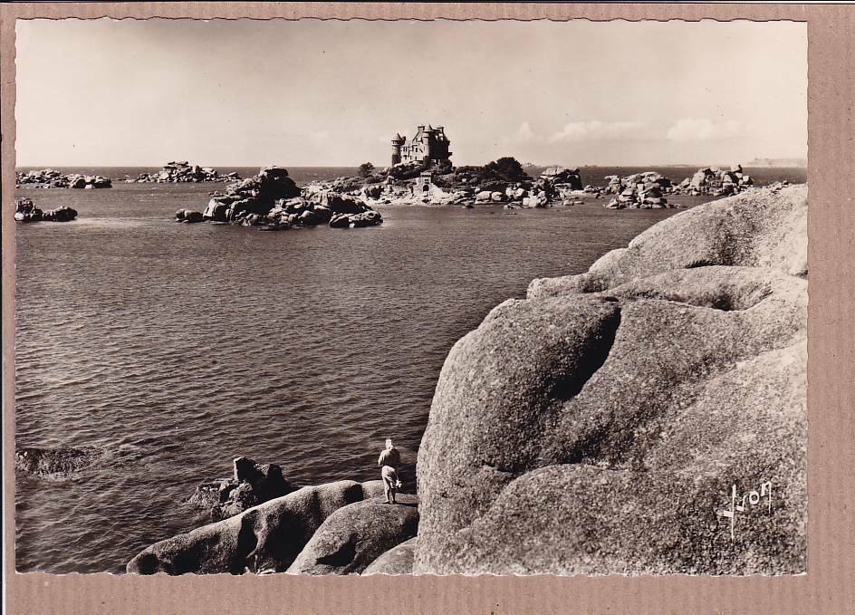CPSM BLACK &amp; WHITE POSTCARD / PLOUMANAC'H COSTAERES CASTLE SEEN FROM THE SLOPE 